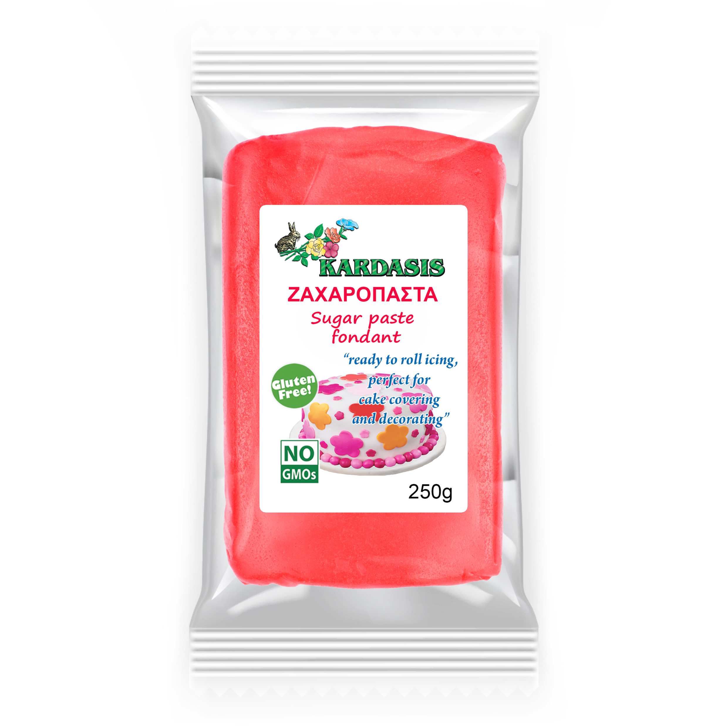 בצק סוכר בצבע אדום, 250 גרם, Kardasis