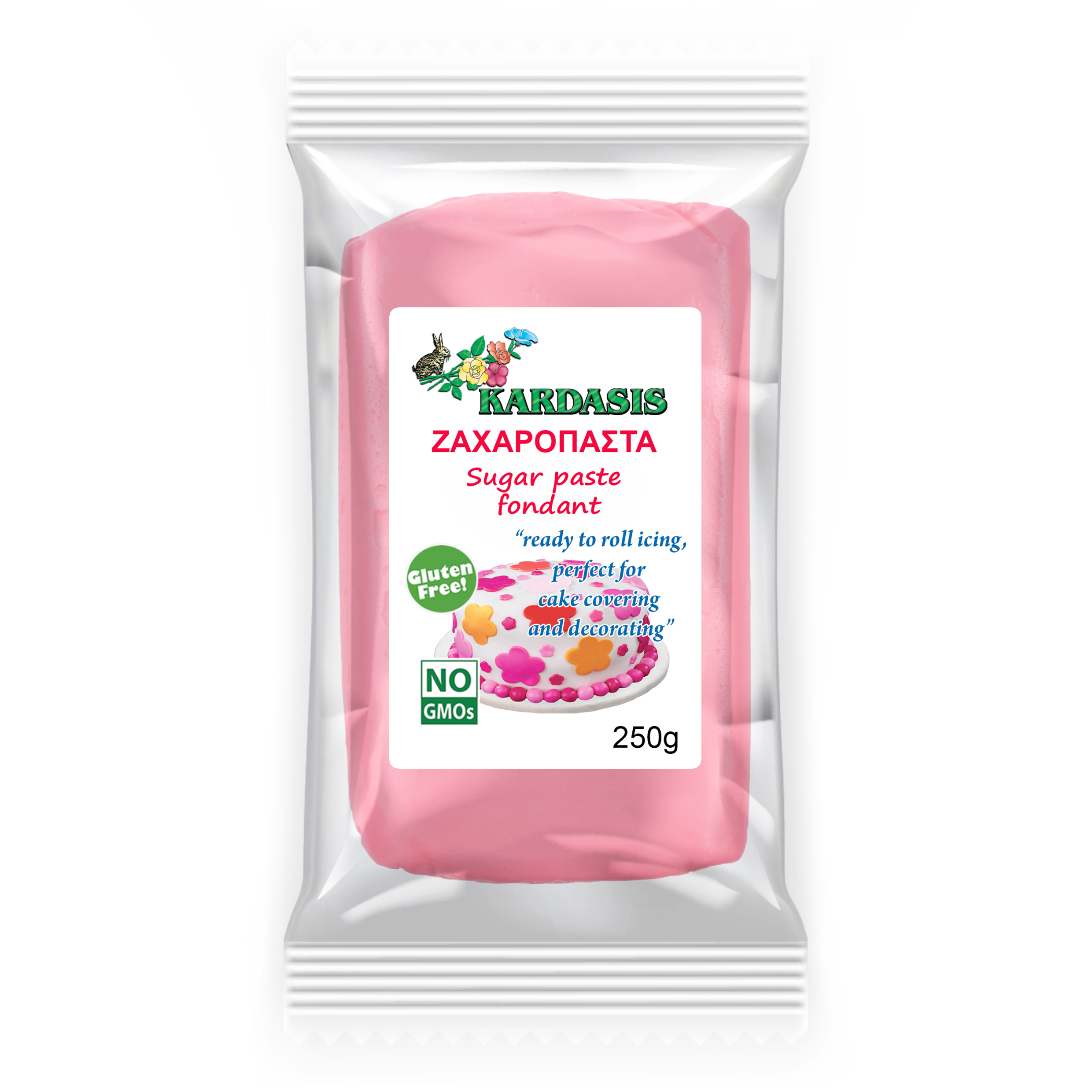 בצק סוכר בצבע ורוד, 250 גרם, Kardasis