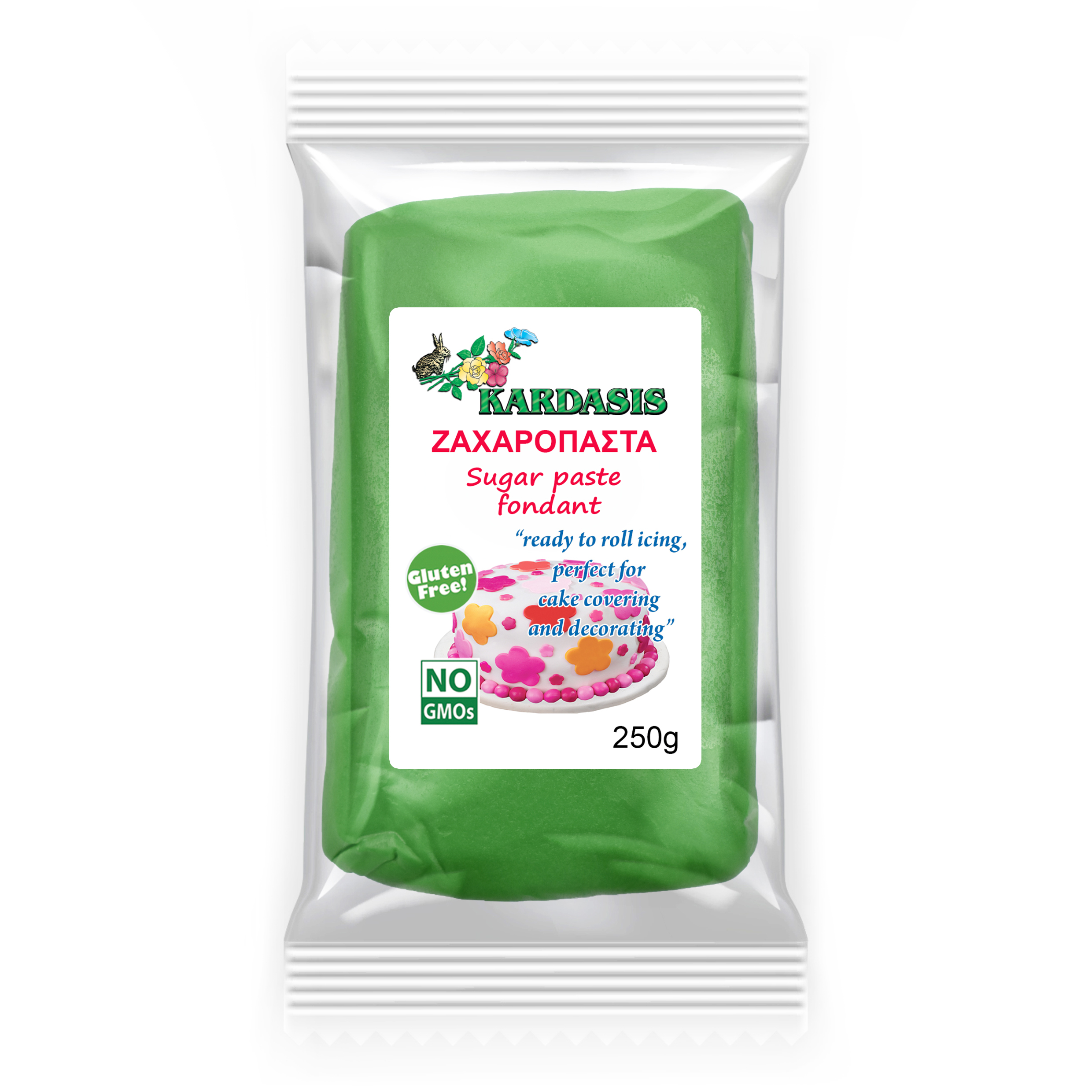 בצק סוכר בצבע ירוק, 250 גרם, Kardasis