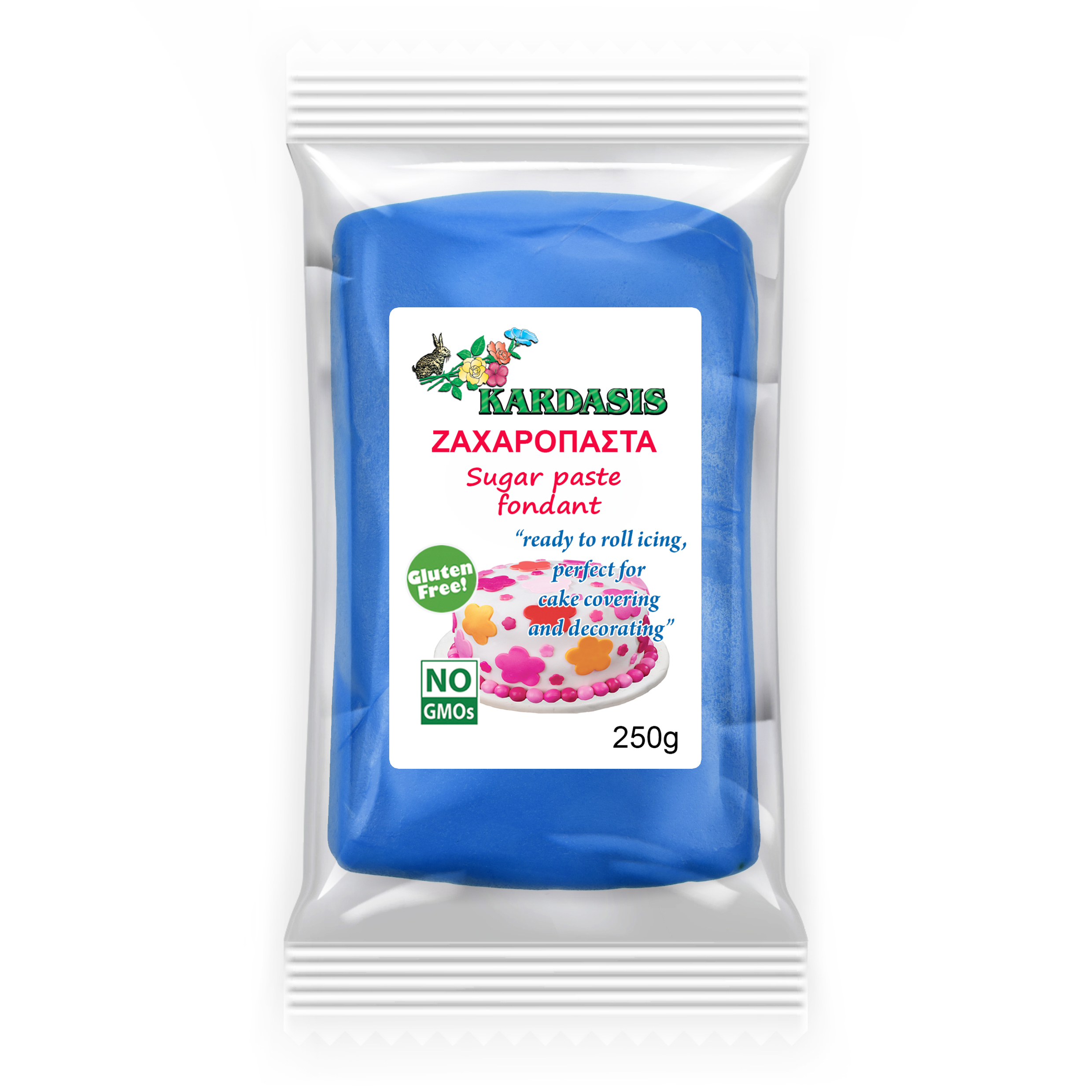 בצק סוכר בצבע כחול, 250 גרם, Kardasis