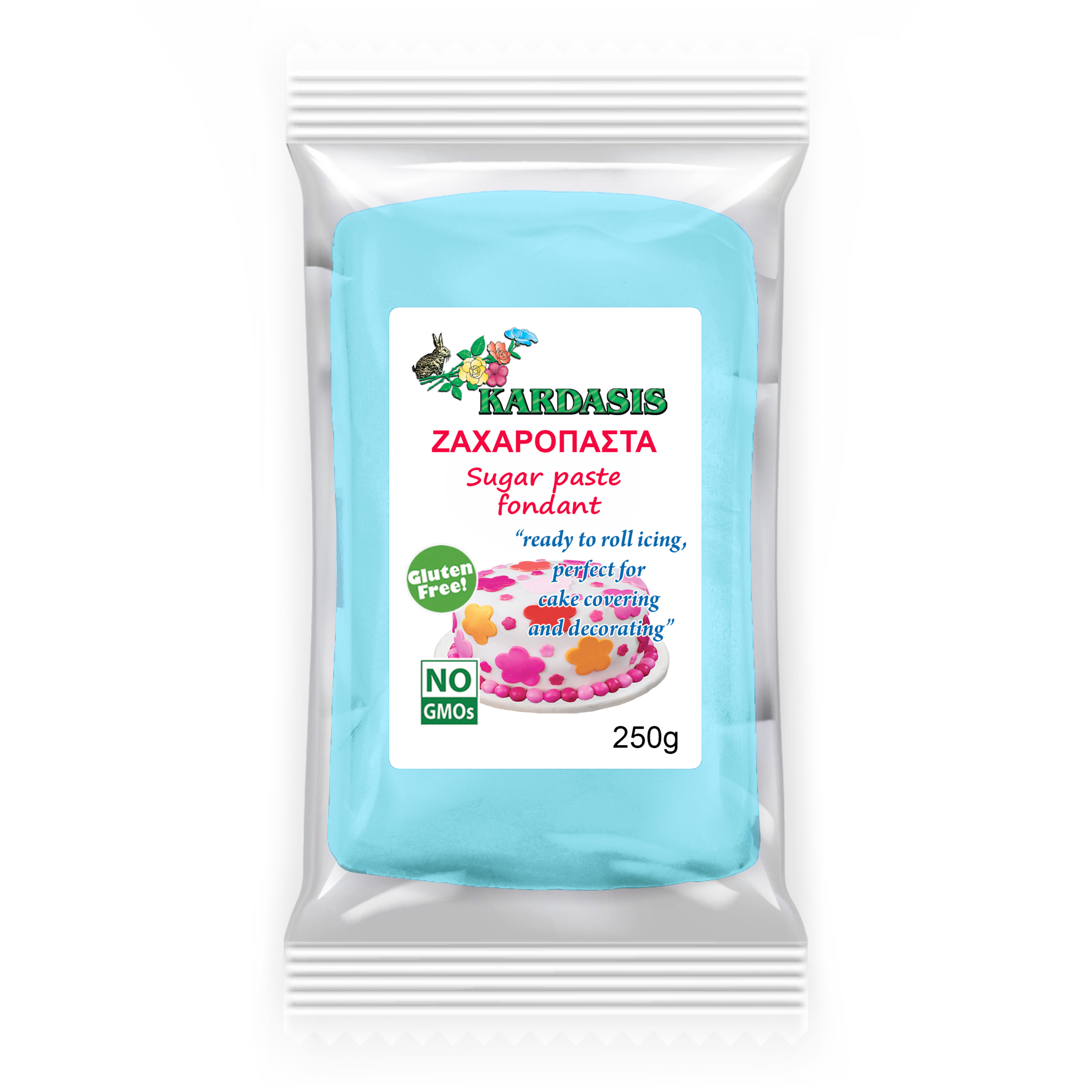 בצק סוכר בצבע תכלת, 250 גרם, Kardasis
