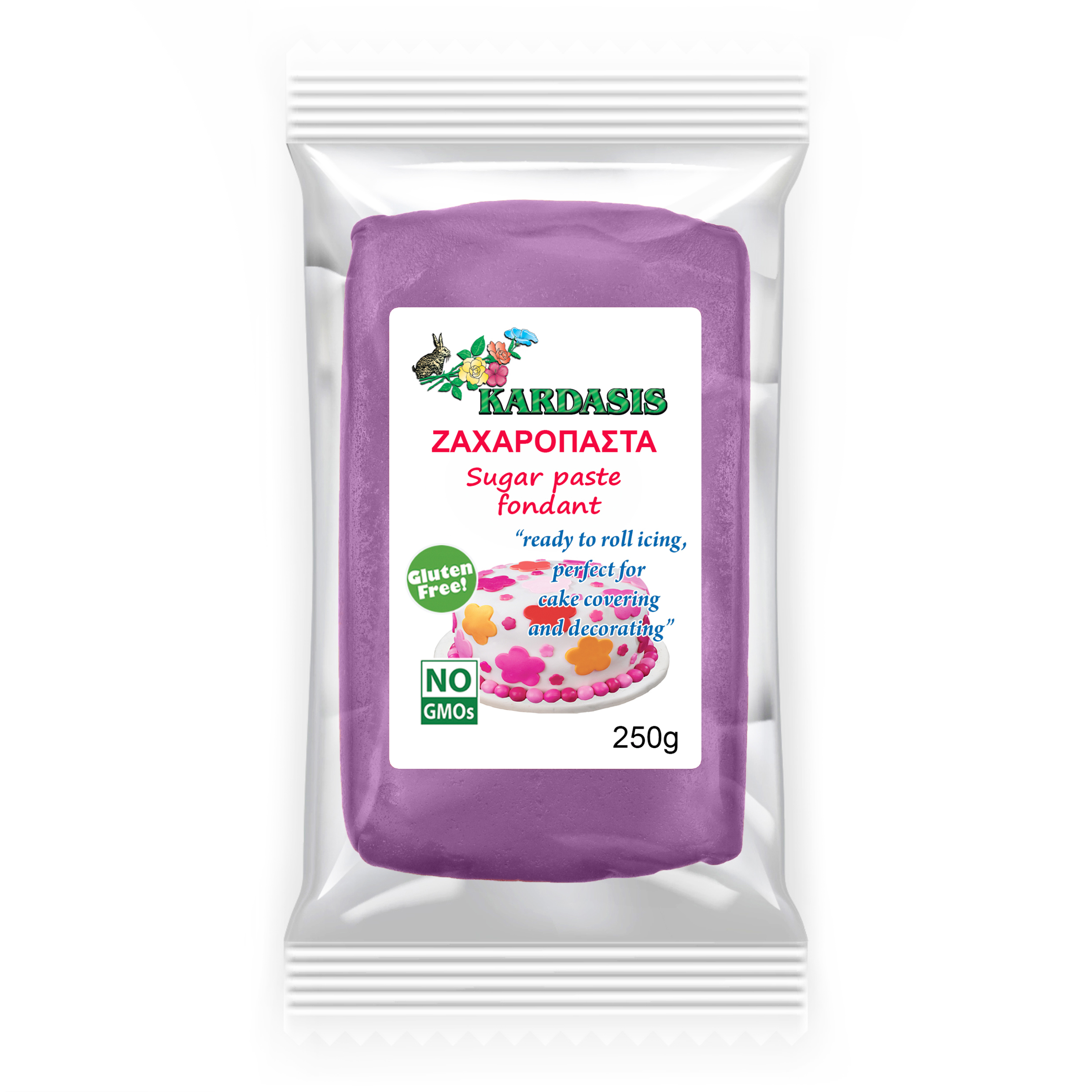 בצק סוכר בצבע סגול, 250 גרם, Kardasis